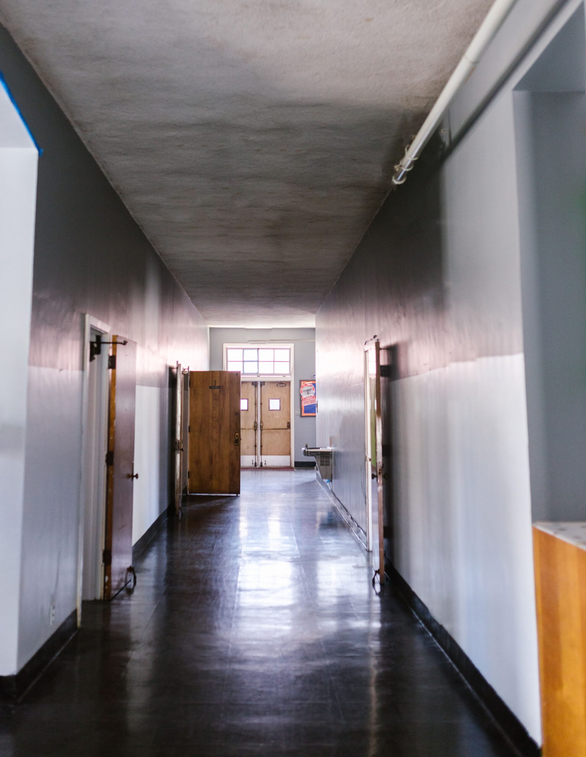 Bright school hallway